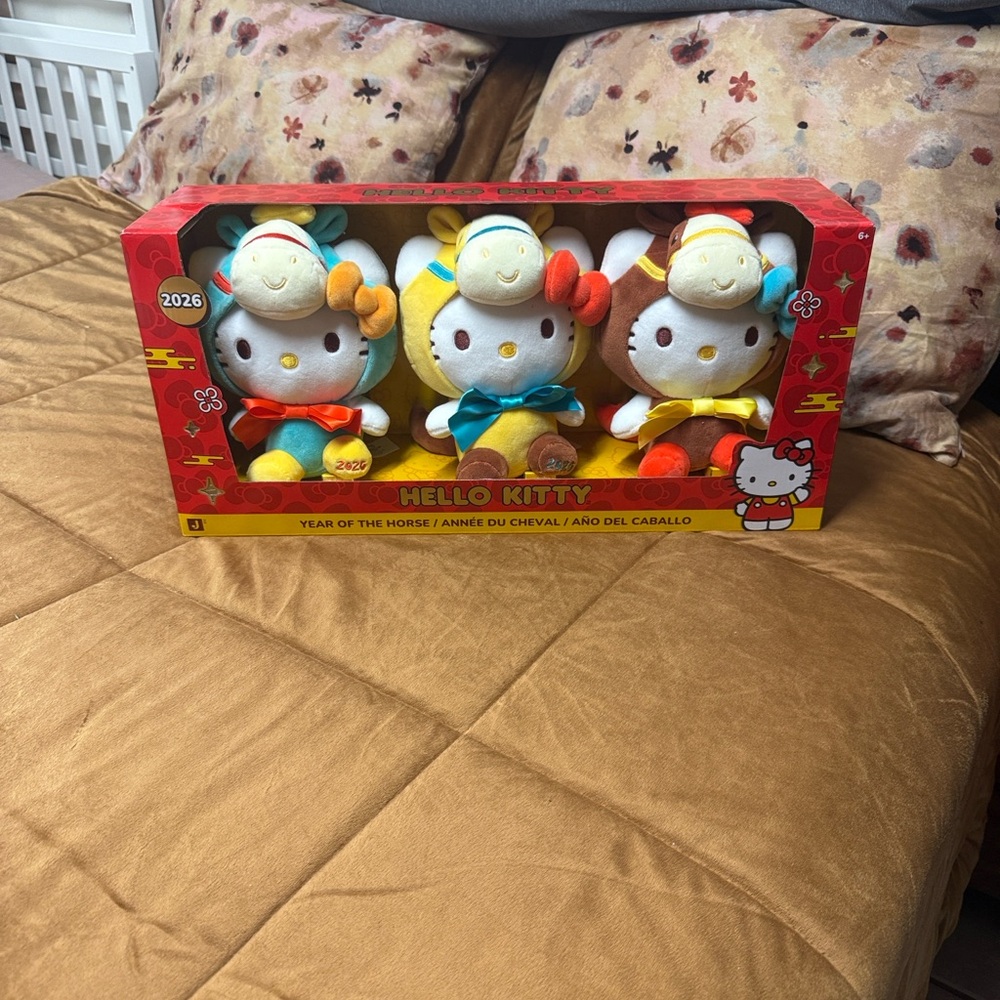 Hello Kitty Year of the Horse Plush Set - Red, Yellow, Orange